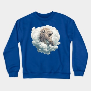 Lion With A Trumpet In the Clouds Crewneck Sweatshirt